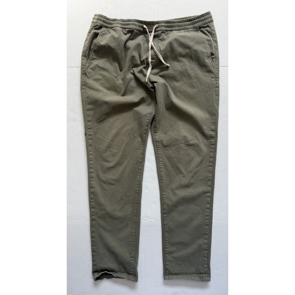 Marine Layer Men's X Large Saturday Slim Straight Twill Chino Pants Green Cotton